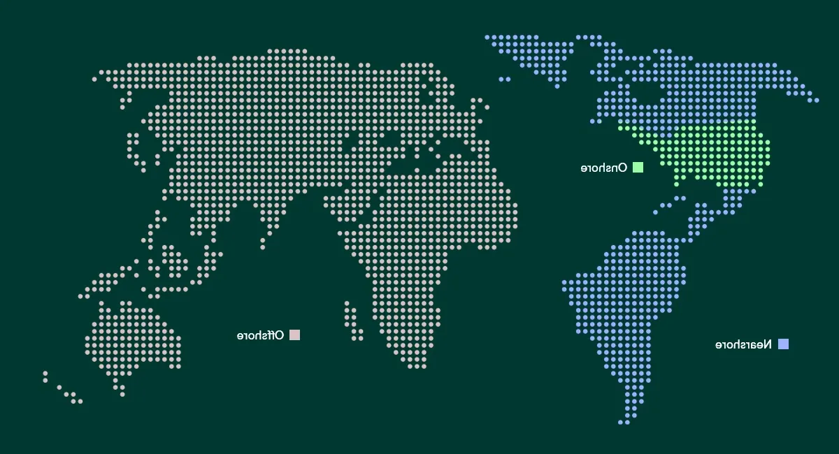 nearshore, offshore, and onshore outsourcing map